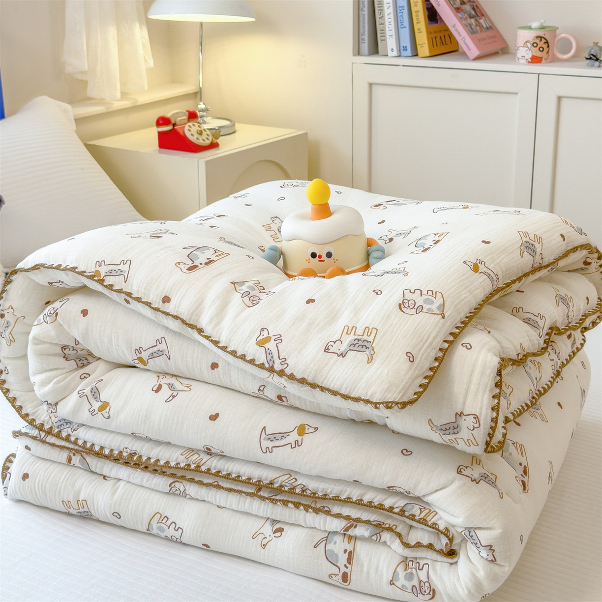 91家纺网 家纺一手货源 找家纺 （总）五月家纺 2025新款A类纯棉皱皱纱大豆被冬被春秋被 被子被芯（10%大豆纤维包检测）