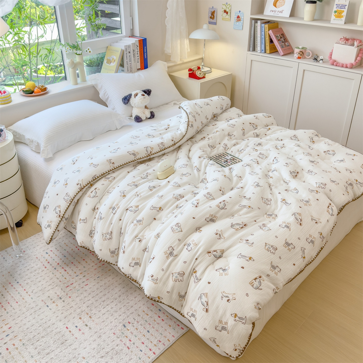 91家纺网 家纺一手货源 找家纺 （总）五月家纺 2025新款A类纯棉皱皱纱大豆被冬被春秋被 被子被芯（10%大豆纤维包检测）