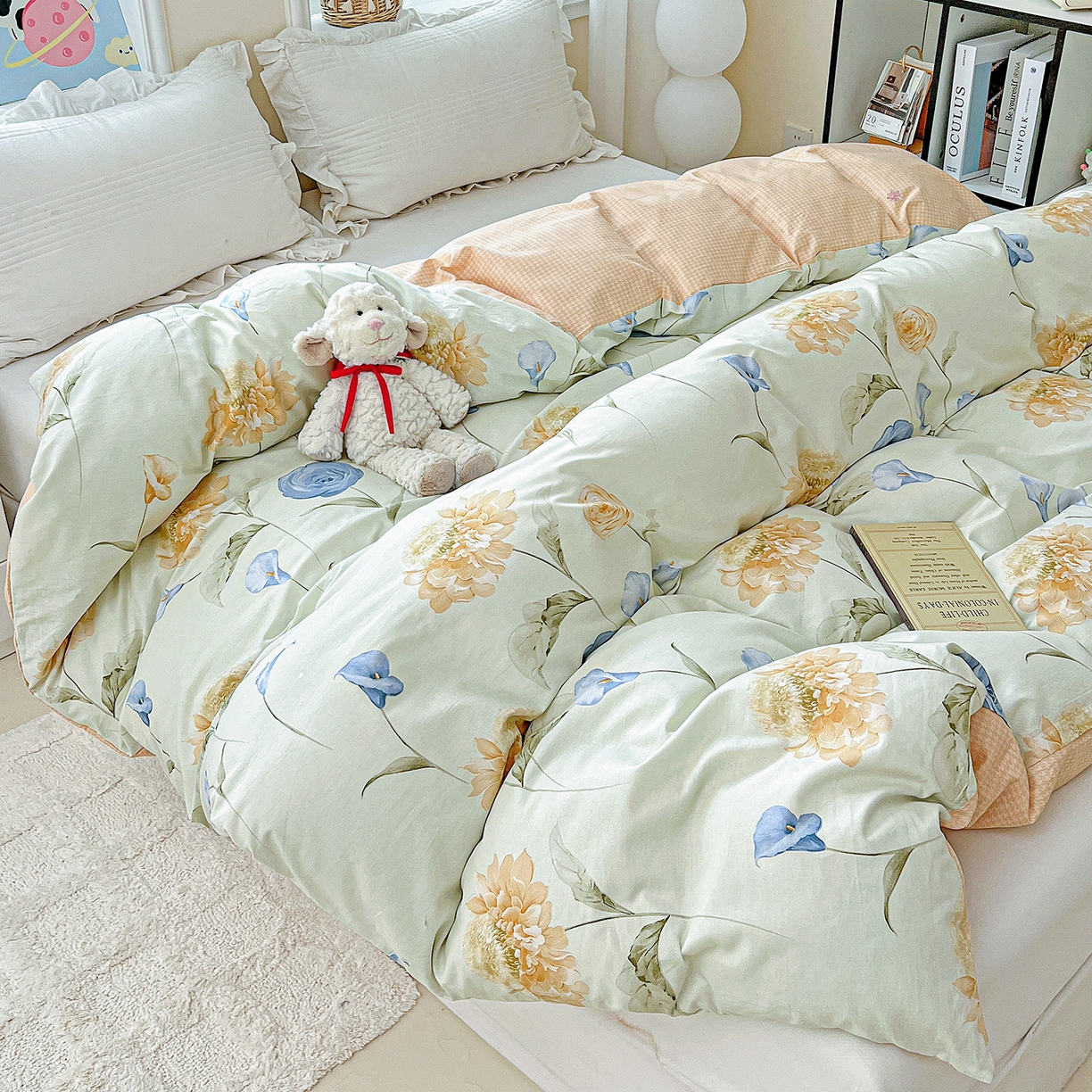 91家纺网 家纺一手货源 找家纺 恩泽家纺 2025新款加厚全棉纯棉印花系列被套单件-单被套 锦花缘