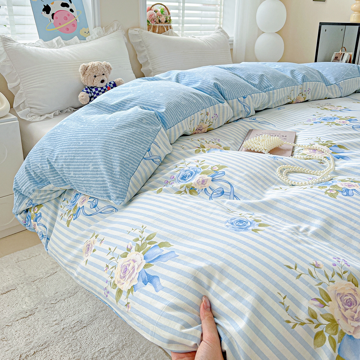 91家纺网 家纺一手货源 找家纺 恩泽家纺 2025新款加厚全棉纯棉印花系列被套单件-单被套 镜花水月