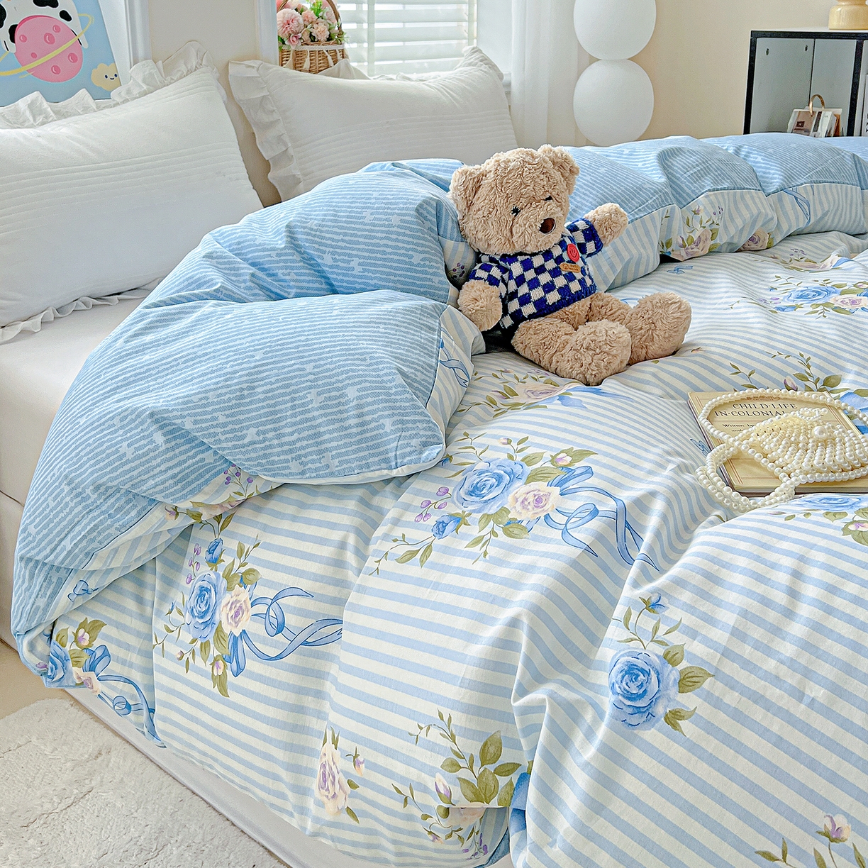 91家纺网 家纺一手货源 找家纺 恩泽家纺 2025新款加厚全棉纯棉印花系列被套单件-单被套 镜花水月