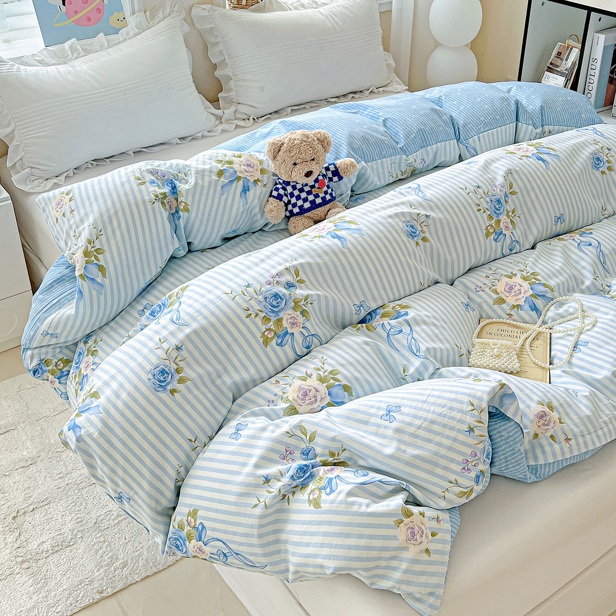 91家纺网 家纺一手货源 找家纺 恩泽家纺 2025新款加厚全棉纯棉印花系列被套单件-单被套 镜花水月