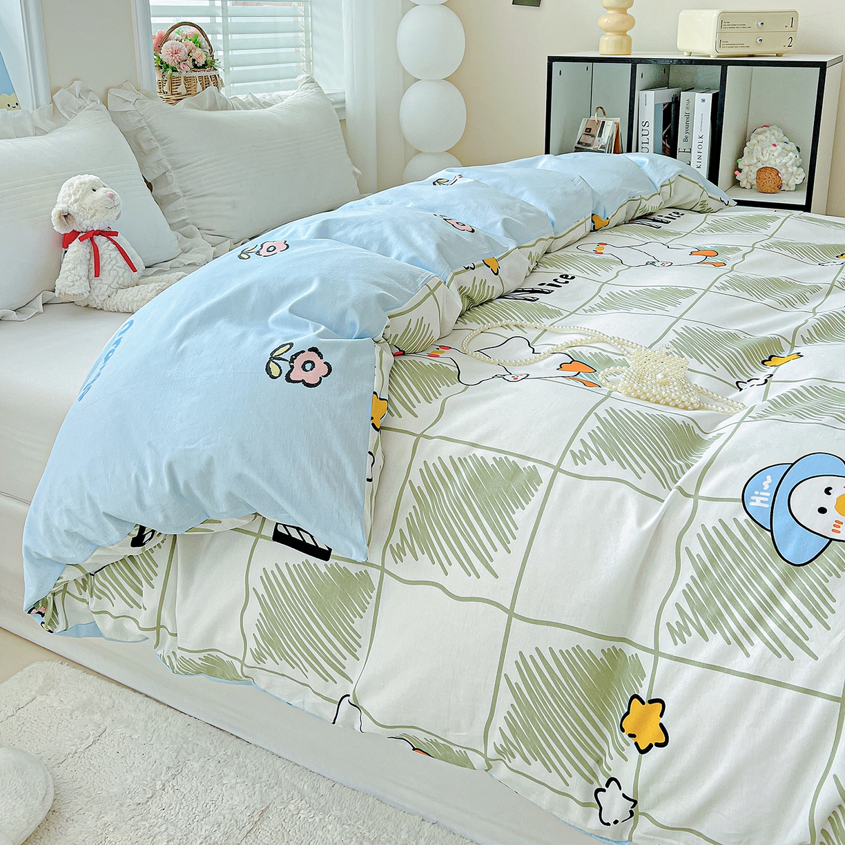 91家纺网 家纺一手货源 找家纺 恩泽家纺 2025新款加厚全棉纯棉印花系列被套单件-单被套 可爱鸭