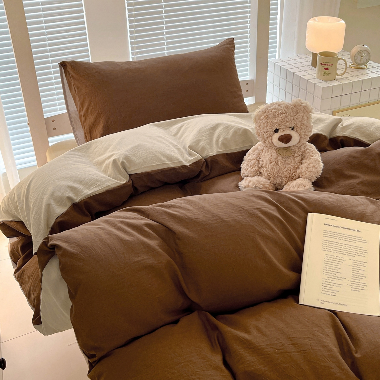 91家纺网 家纺一手货源 找家纺 纽缦家纺 2025新款纯色双拼水洗亲柔棉三件套宿舍三件套上下铺三件套 纯色双拼-红棕卡