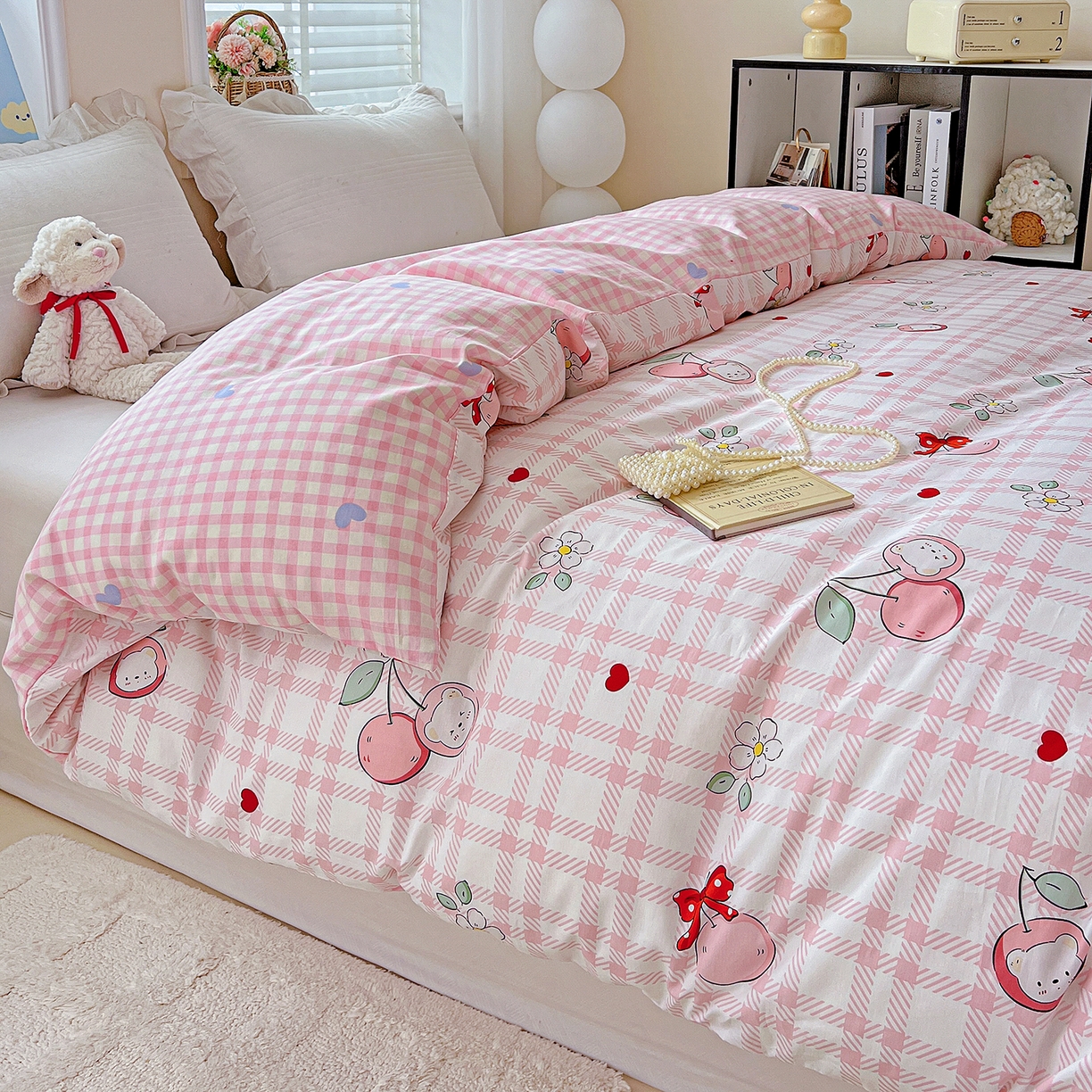 91家纺网 家纺一手货源 找家纺 恩泽家纺 2025新款加厚全棉纯棉印花系列被套单件-单被套 荔枝小熊