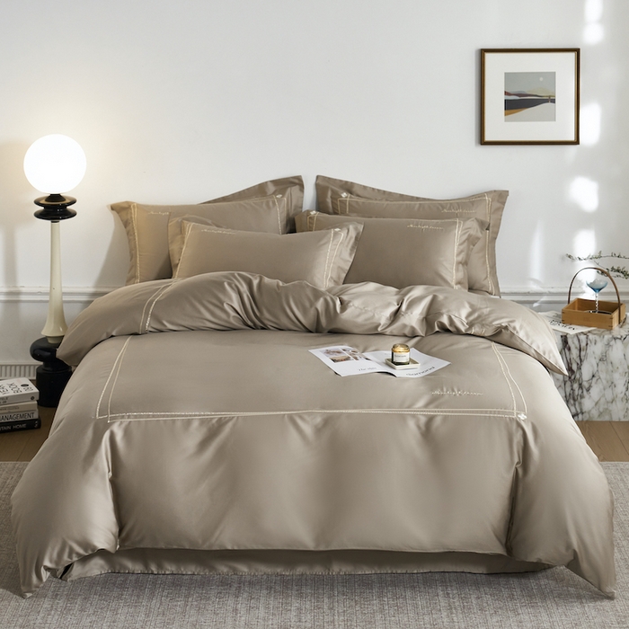 91家纺网 家纺一手货源 找家纺 （总）千朵森 2025新款长绒棉纯棉轻奢款大版刺绣四件套-那拉提系列