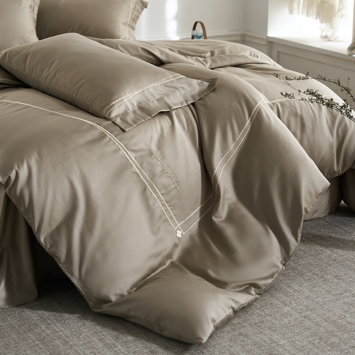 91家纺网 家纺一手货源 找家纺 （总）千朵森 2025新款长绒棉纯棉轻奢款大版刺绣四件套-那拉提系列