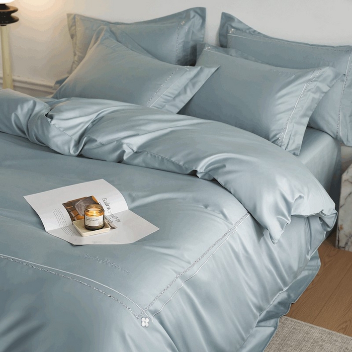 91家纺网 家纺一手货源 找家纺 （总）千朵森 2025新款长绒棉纯棉轻奢款大版刺绣四件套-那拉提系列