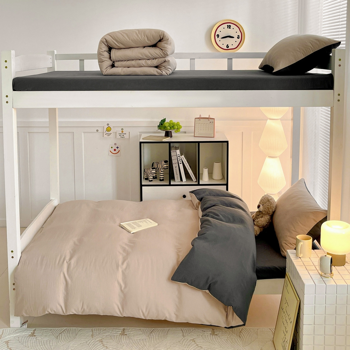 91家纺网 家纺一手货源 找家纺 纽缦家纺 2025新款纯色双拼水洗亲柔棉三件套宿舍三件套上下铺三件套 纯色双拼-卡深灰