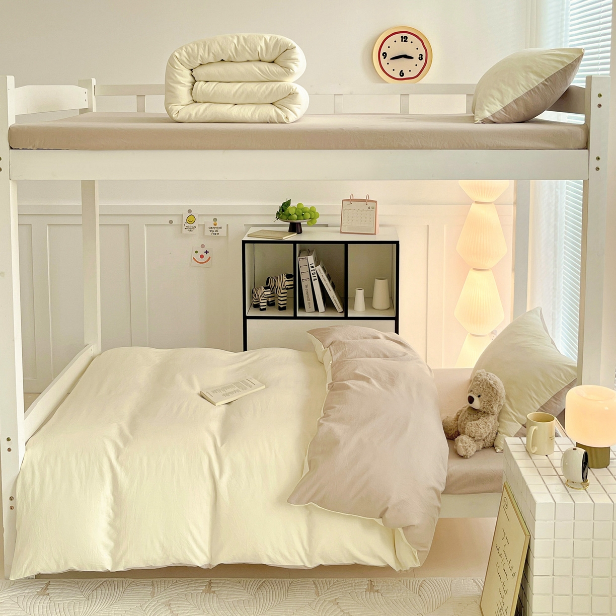 91家纺网 家纺一手货源 找家纺 纽缦家纺 2025新款纯色双拼水洗亲柔棉三件套宿舍三件套上下铺三件套 纯色双拼-米卡