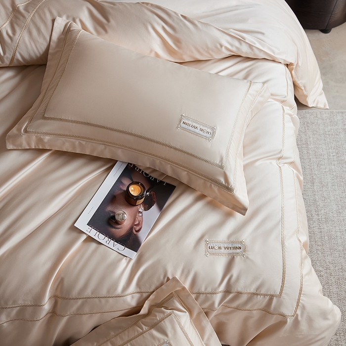 91家纺网 家纺一手货源 找家纺 （总）千朵森 2025新款轻奢60长绒棉纯棉大版刺绣刺绣四件套-致简风华