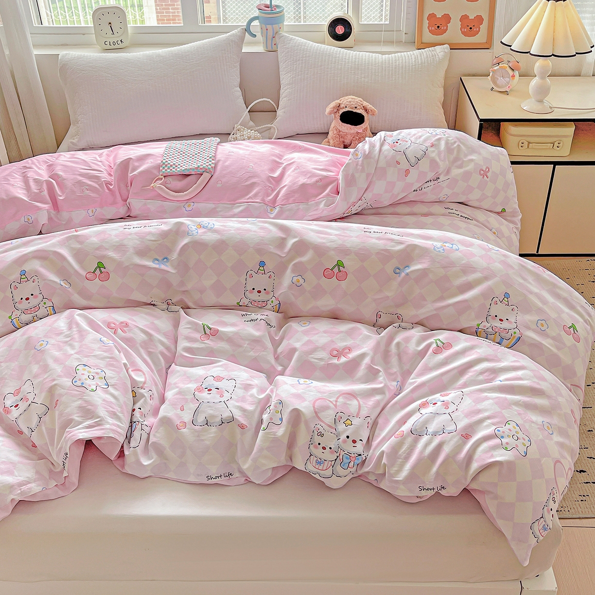 91家纺网 家纺一手货源 找家纺 恩泽家纺 2025新款加厚全棉纯棉印花系列被套单件-单被套 萌宠世界