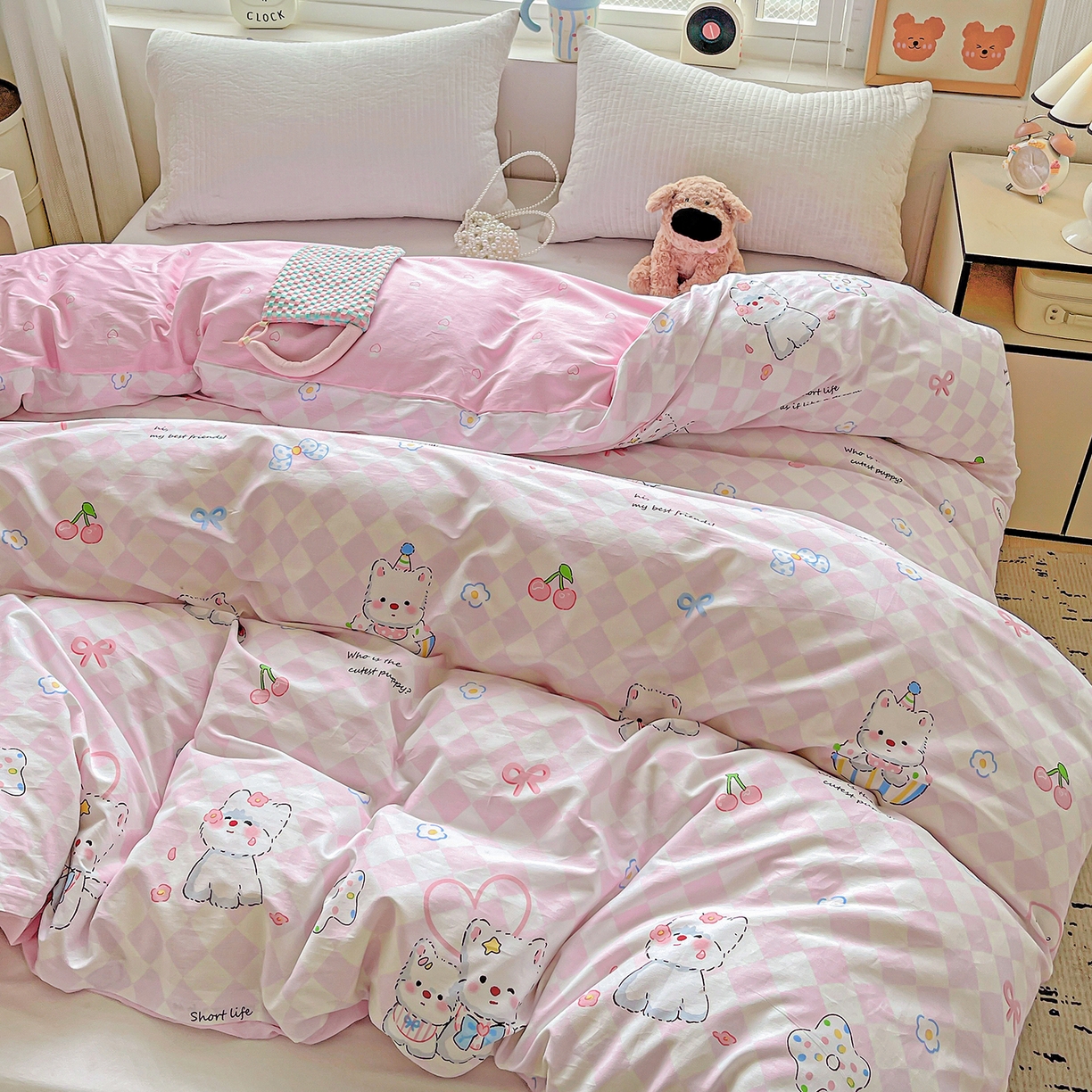 91家纺网 家纺一手货源 找家纺 恩泽家纺 2025新款加厚全棉纯棉印花系列被套单件-单被套 萌宠世界