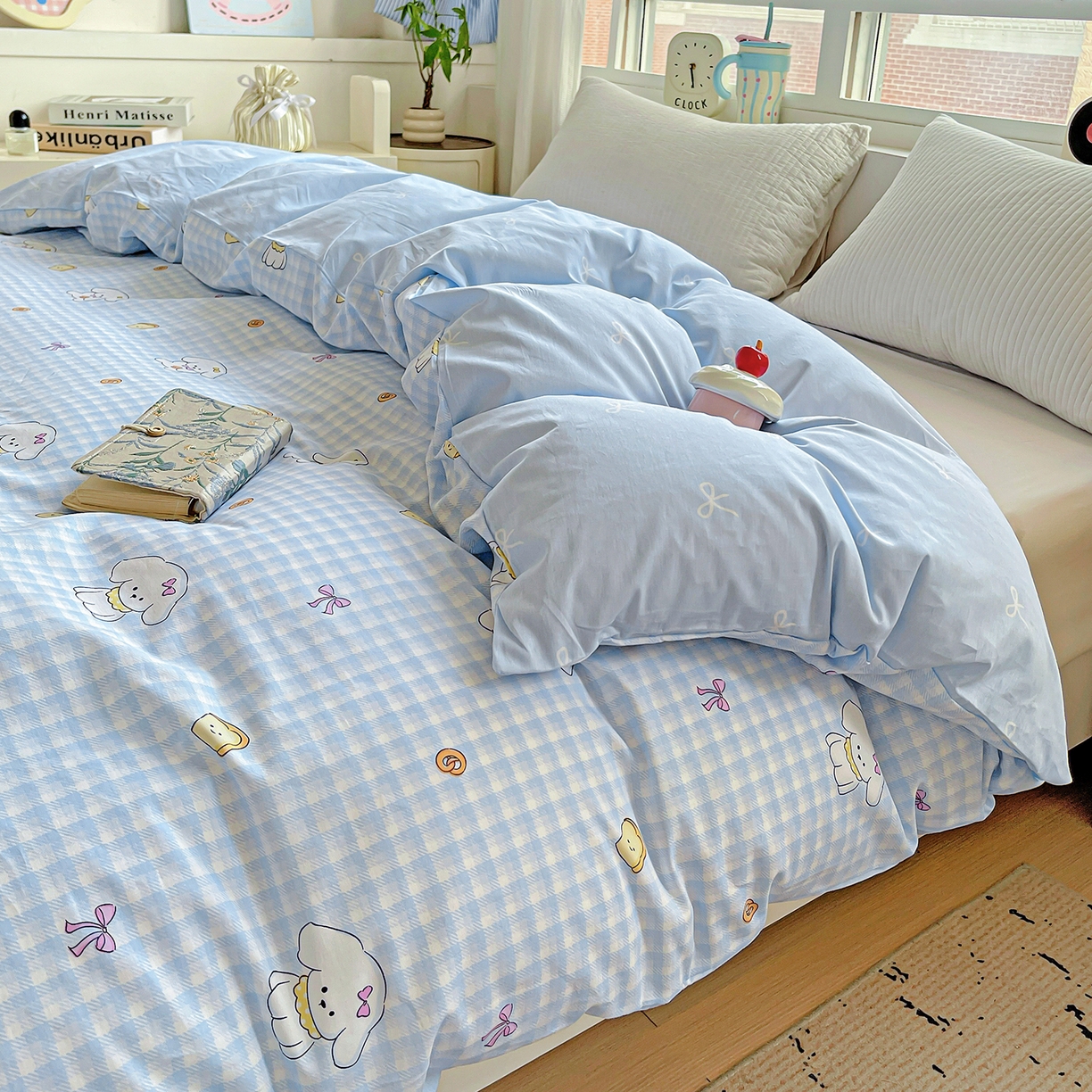 恩泽家纺 2025新款加厚全棉纯棉印花系列被套单件-单被套 面包小狗