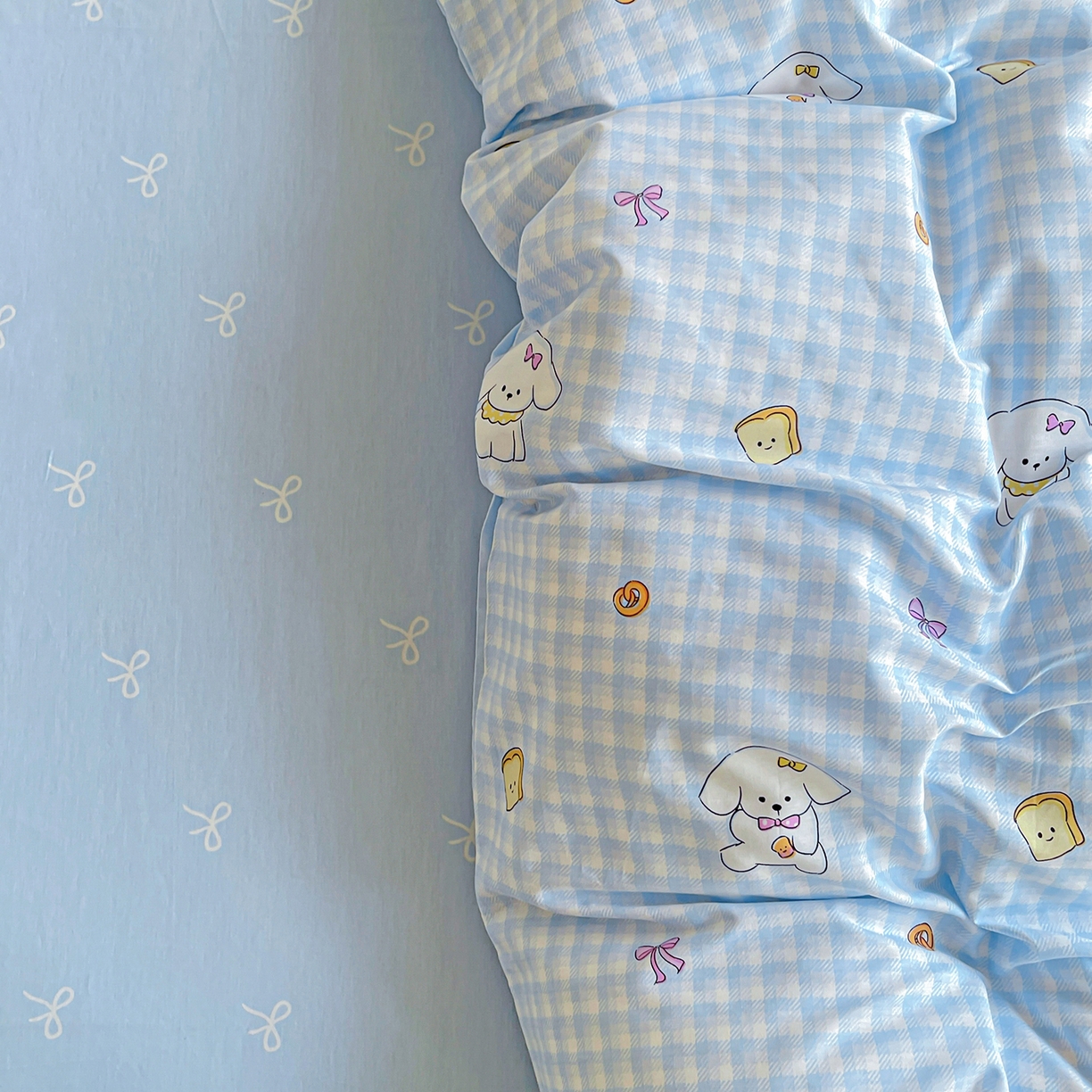 91家纺网 家纺一手货源 找家纺 恩泽家纺 2025新款加厚全棉纯棉印花系列被套单件-单被套 面包小狗