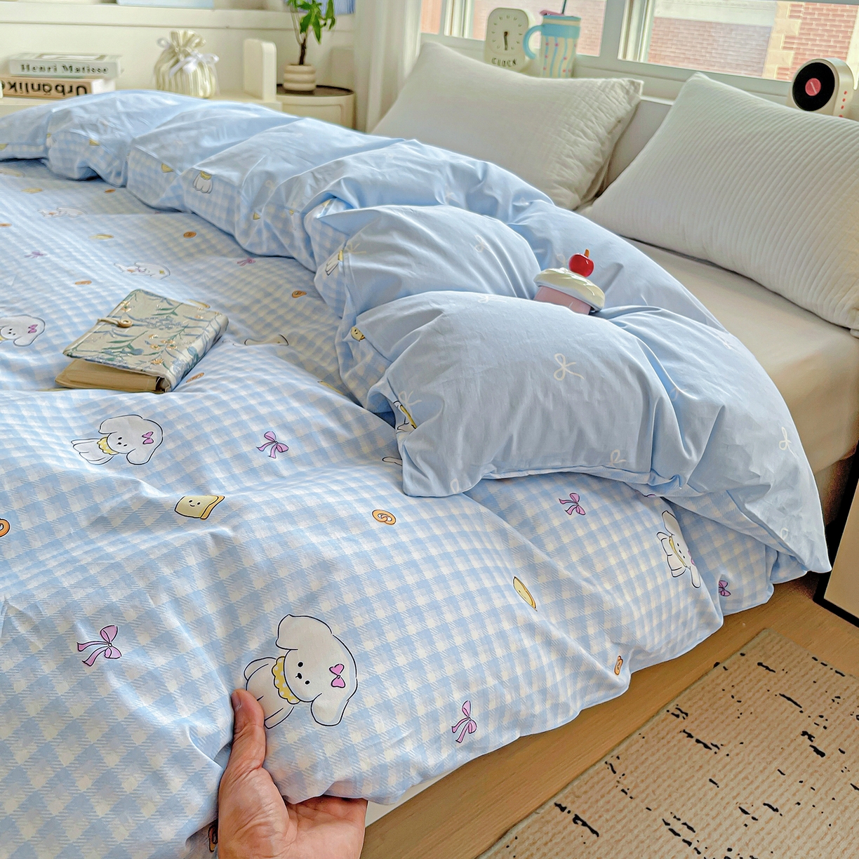 91家纺网 家纺一手货源 找家纺 恩泽家纺 2025新款加厚全棉纯棉印花系列被套单件-单被套 面包小狗