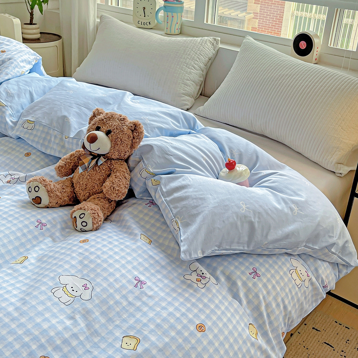 91家纺网 家纺一手货源 找家纺 恩泽家纺 2025新款加厚全棉纯棉印花系列被套单件-单被套 面包小狗