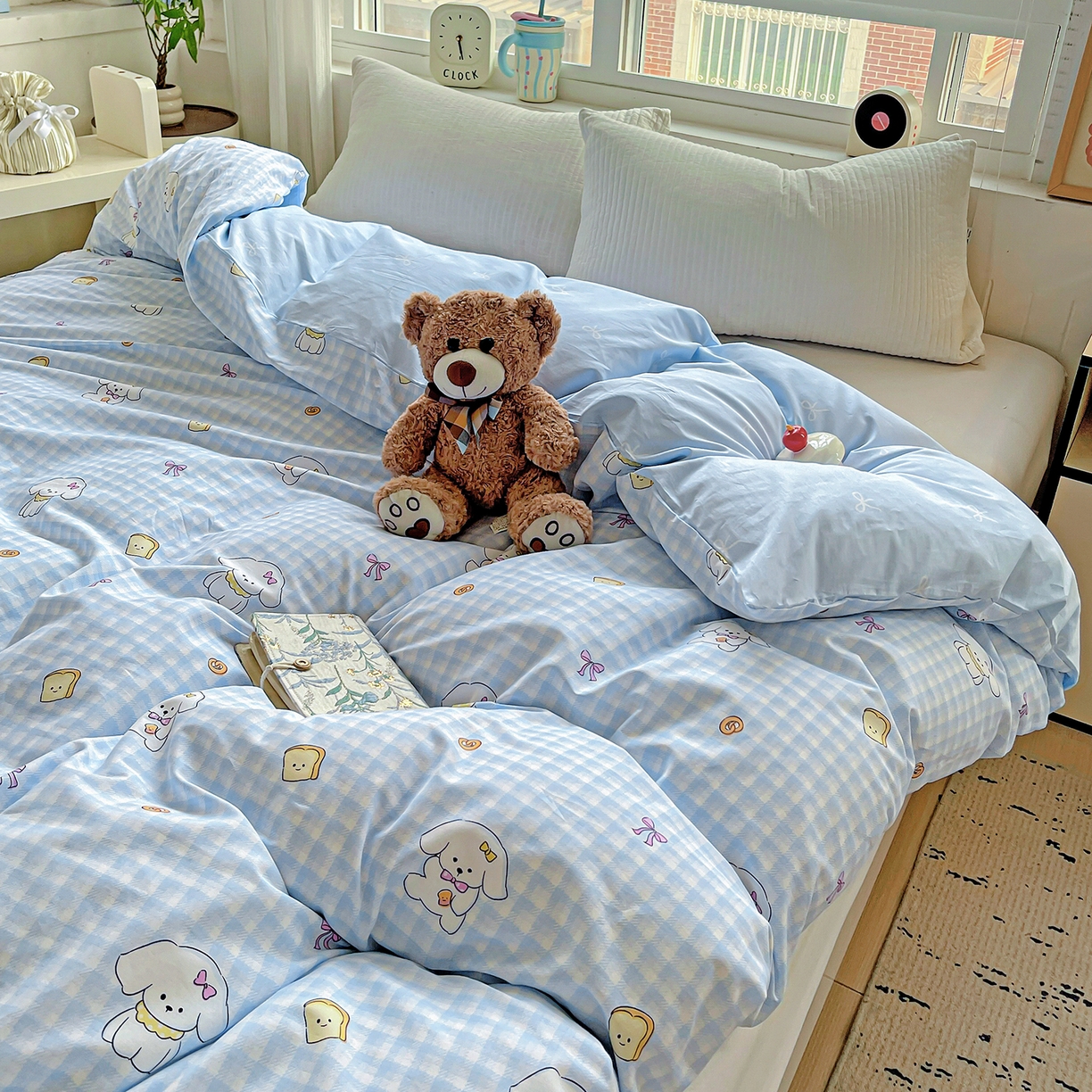 91家纺网 家纺一手货源 找家纺 恩泽家纺 2025新款加厚全棉纯棉印花系列被套单件-单被套 面包小狗