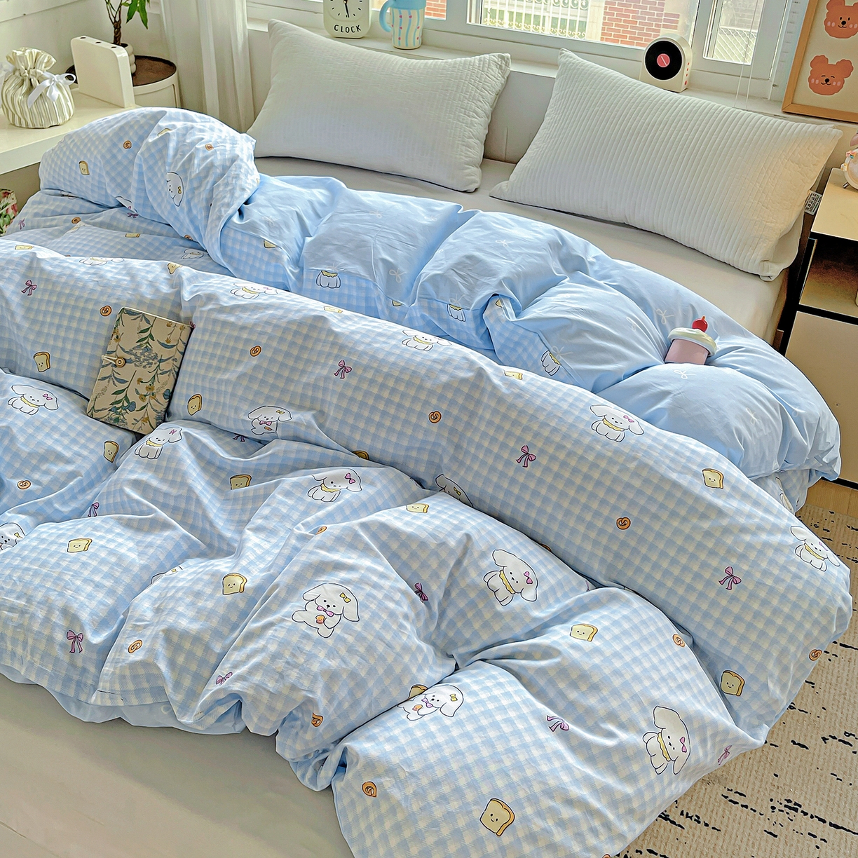 91家纺网 家纺一手货源 找家纺 恩泽家纺 2025新款加厚全棉纯棉印花系列被套单件-单被套 面包小狗