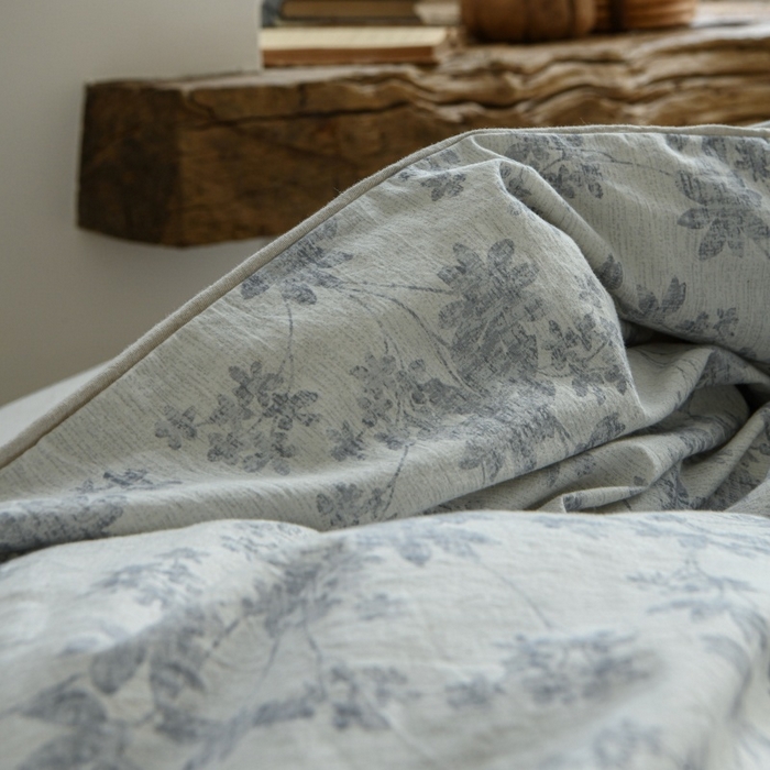 91家纺网 家纺一手货源 找家纺 （总）羚羊语家纺 2025新款A类棉麻高支密原生棉花亚麻四件套复古色织数码印花文艺风绉绉汉麻亚麻自