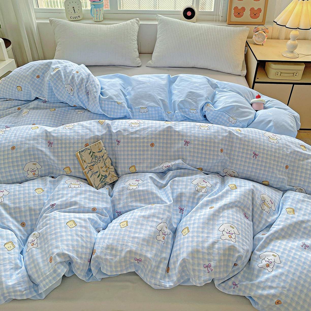 91家纺网 家纺一手货源 找家纺 恩泽家纺 2025新款加厚全棉纯棉印花系列被套单件-单被套 面包小狗