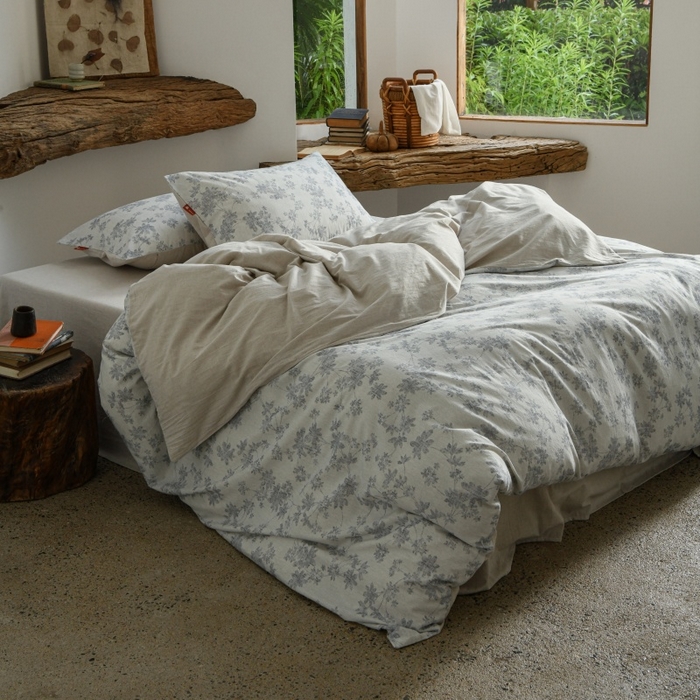 91家纺网 家纺一手货源 找家纺 （总）羚羊语家纺 2025新款A类棉麻高支密原生棉花亚麻四件套复古色织数码印花文艺风绉绉汉麻亚麻自