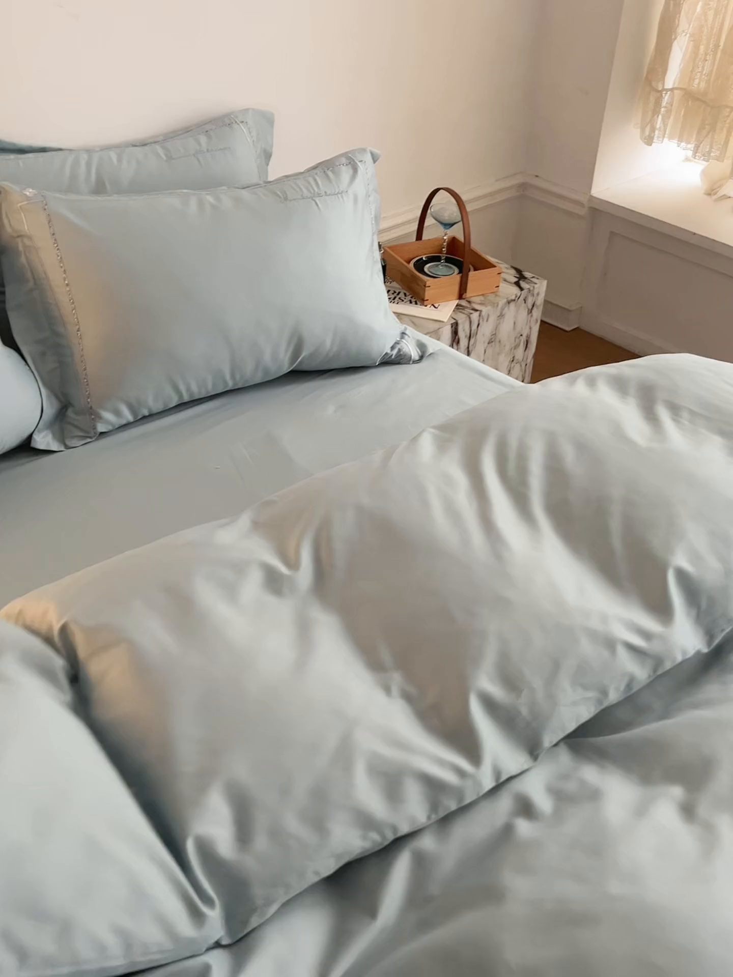 91家纺网 家纺一手货源 找家纺 千朵森 2025新款长绒棉纯棉轻奢款大版刺绣四件套-那拉提系列 那拉提-蔚蓝