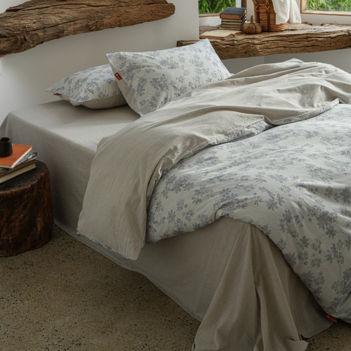 91家纺网 家纺一手货源 找家纺 （总）羚羊语家纺 2025新款A类棉麻高支密原生棉花亚麻四件套复古色织数码印花文艺风绉绉汉麻亚麻自