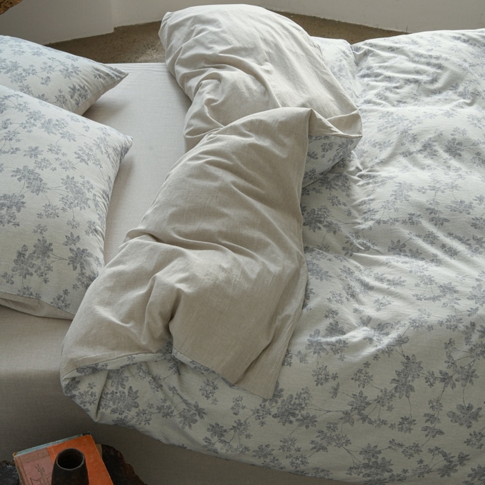 91家纺网 家纺一手货源 找家纺 （总）羚羊语家纺 2025新款A类棉麻高支密原生棉花亚麻四件套复古色织数码印花文艺风绉绉汉麻亚麻自