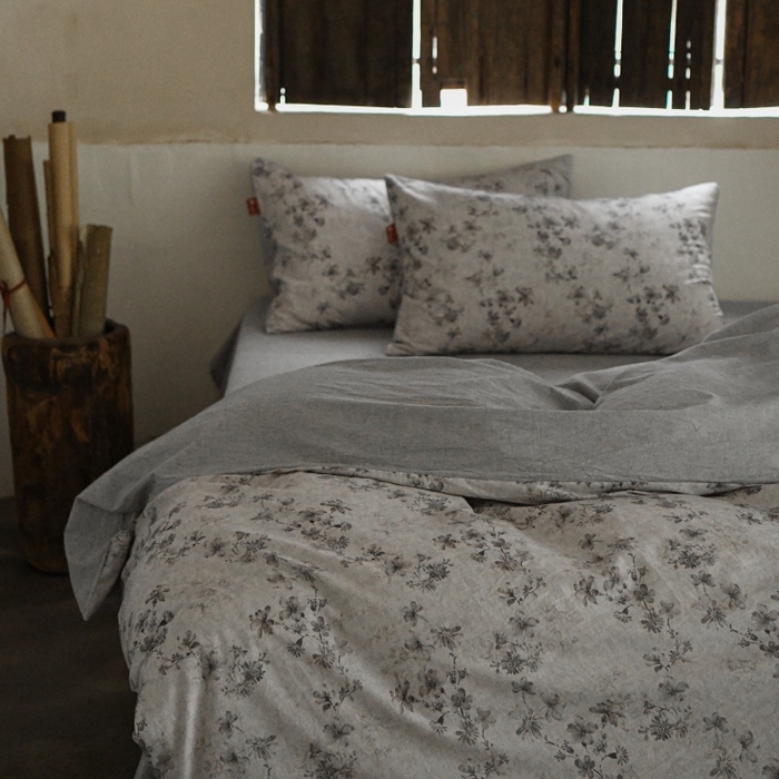 91家纺网 家纺一手货源 找家纺 （总）羚羊语家纺 2025新款A类棉麻高支密原生棉花亚麻四件套复古色织数码印花文艺风绉绉汉麻亚麻自