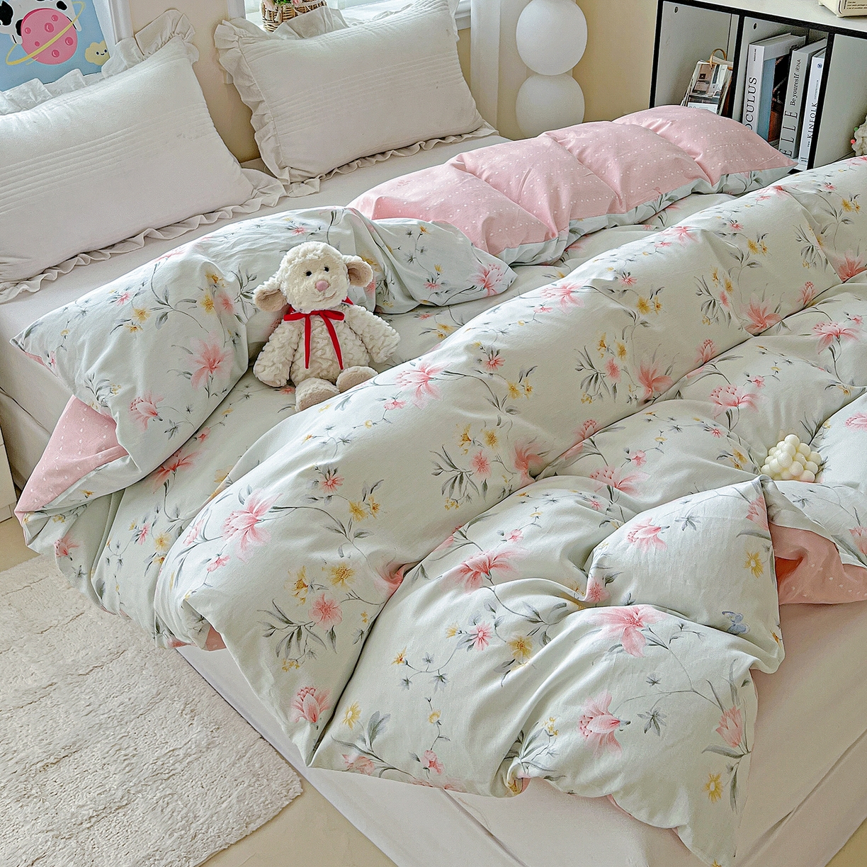 91家纺网 家纺一手货源 找家纺 恩泽家纺 2025新款加厚全棉纯棉印花系列被套单件-单被套 沐春风