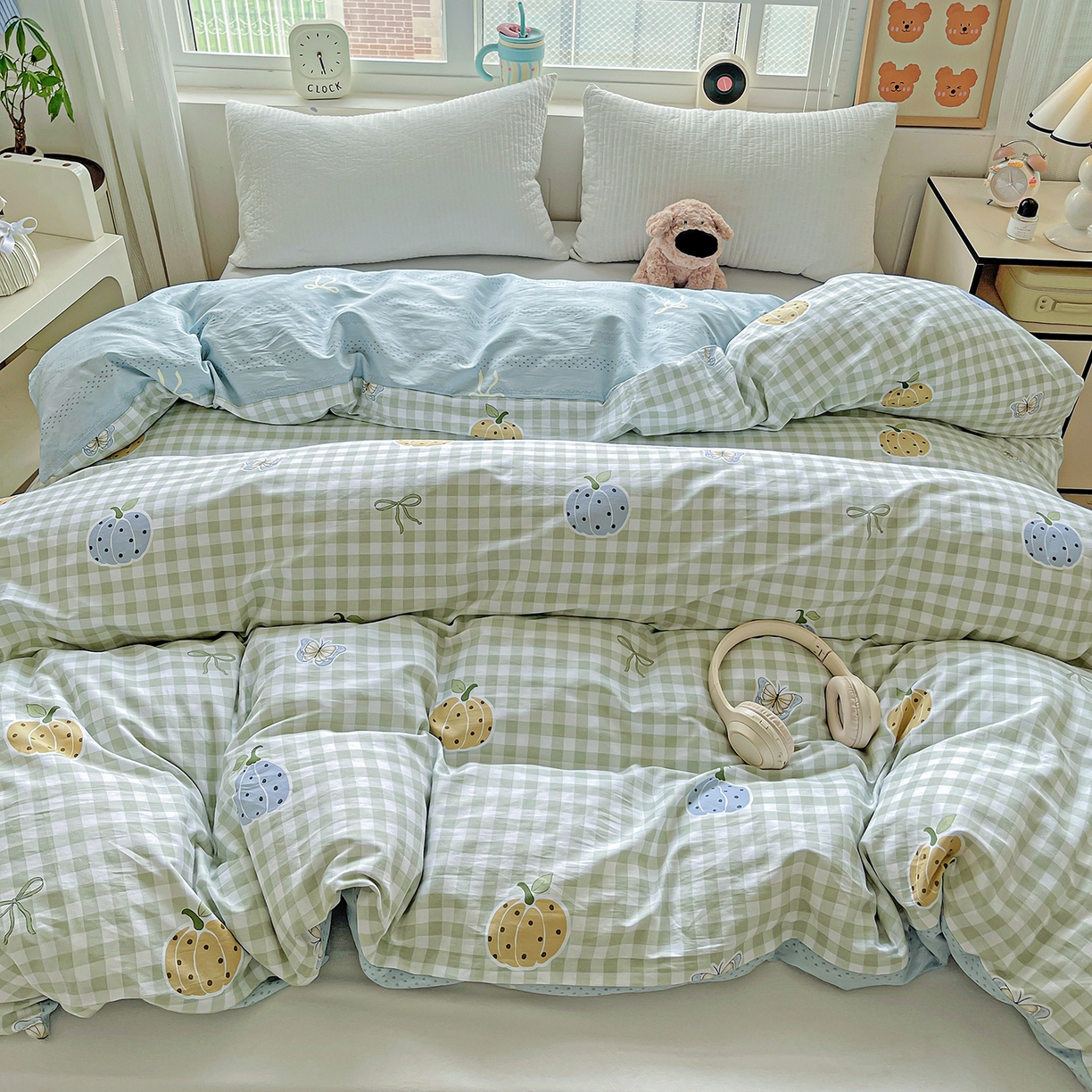 91家纺网 家纺一手货源 找家纺 恩泽家纺 2025新款加厚全棉纯棉印花系列被套单件-单被套 南瓜小贝