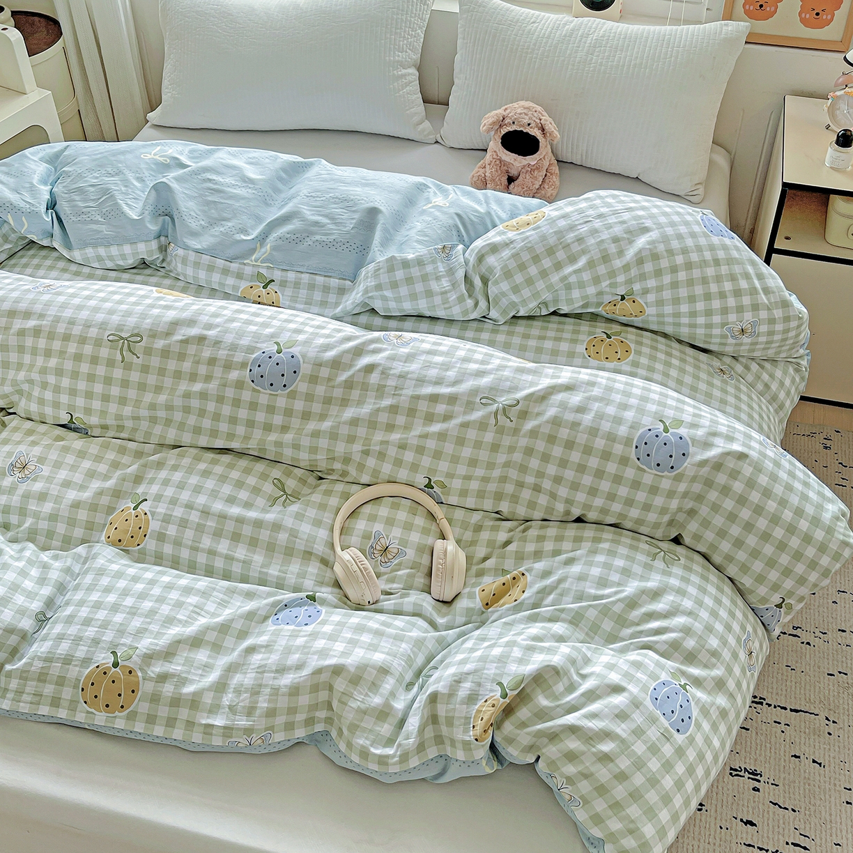 91家纺网 家纺一手货源 找家纺 恩泽家纺 2025新款加厚全棉纯棉印花系列被套单件-单被套 南瓜小贝