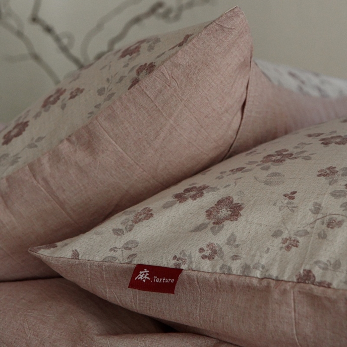 91家纺网 家纺一手货源 找家纺 羚羊语家纺 2025新款A类棉麻高支密原生棉花亚麻四件套复古色织数码印花文艺风绉绉汉麻亚麻自 纸月