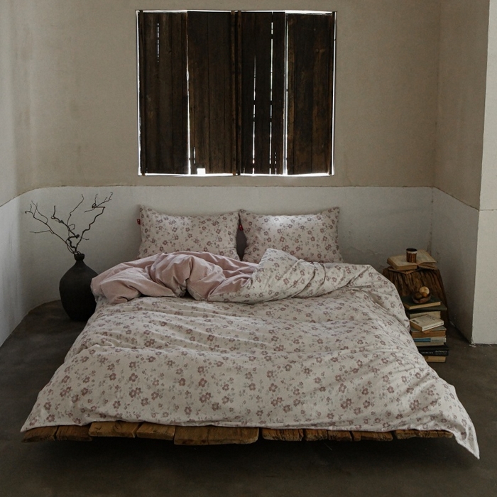 91家纺网 家纺一手货源 找家纺 羚羊语家纺 2025新款A类棉麻高支密原生棉花亚麻四件套复古色织数码印花文艺风绉绉汉麻亚麻自 纸月