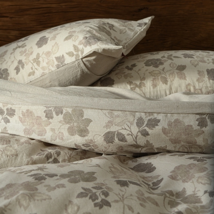 91家纺网 家纺一手货源 找家纺 羚羊语家纺 2025新款A类棉麻高支密原生棉花亚麻四件套复古色织数码印花文艺风绉绉汉麻亚麻自 絮语