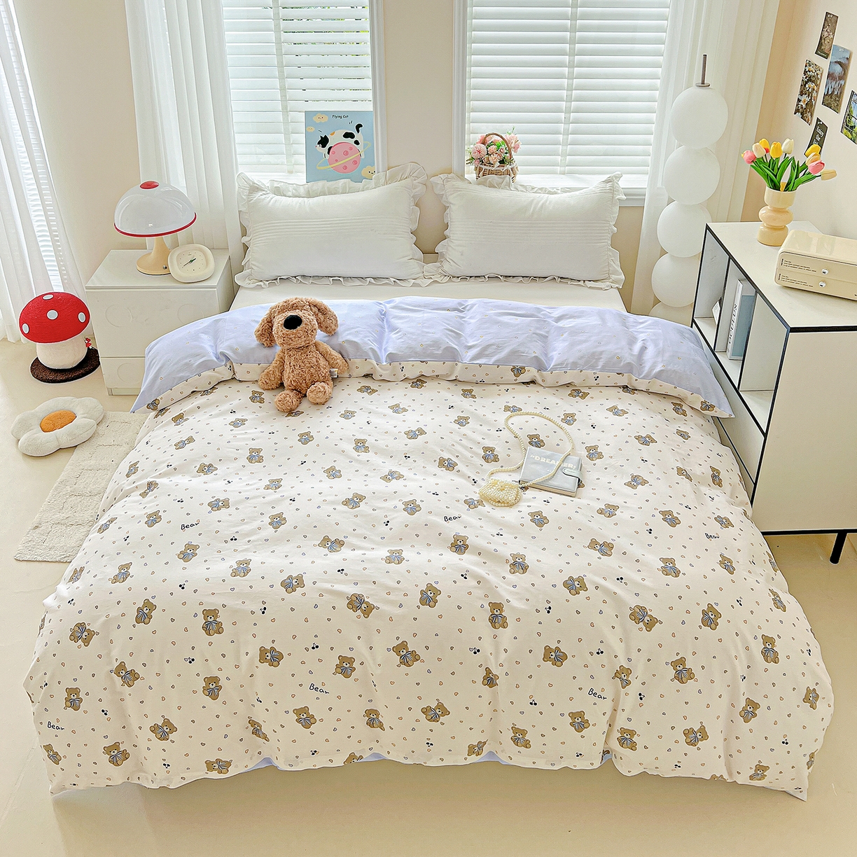 91家纺网 家纺一手货源 找家纺 恩泽家纺 2025新款加厚全棉纯棉印花系列被套单件-单被套 天使熊