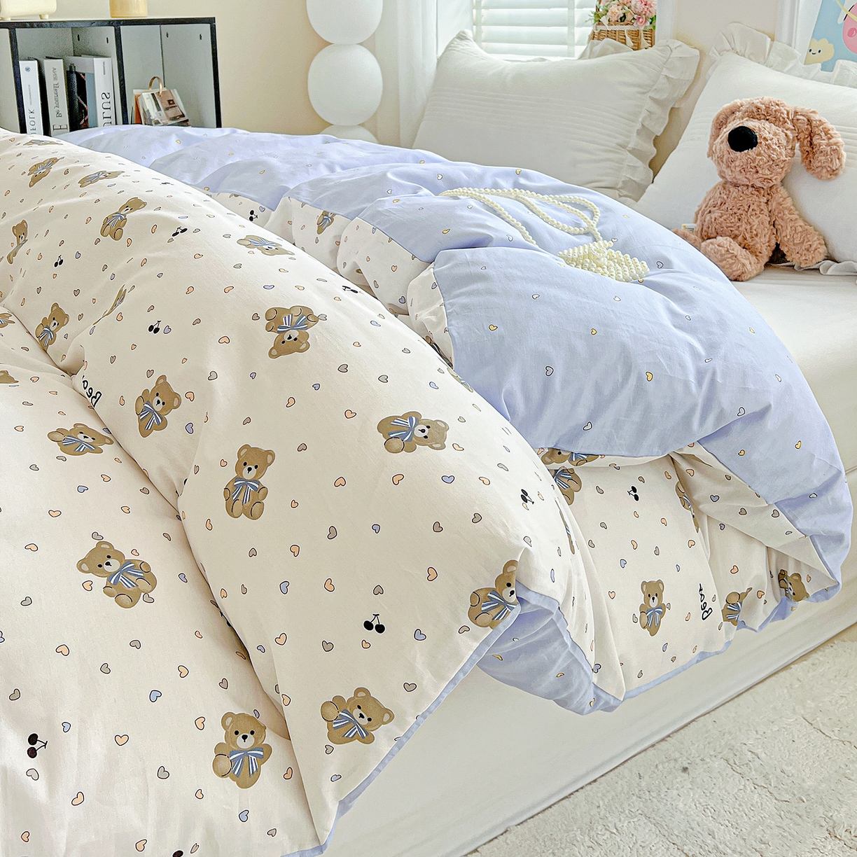 91家纺网 家纺一手货源 找家纺 恩泽家纺 2025新款加厚全棉纯棉印花系列被套单件-单被套 天使熊