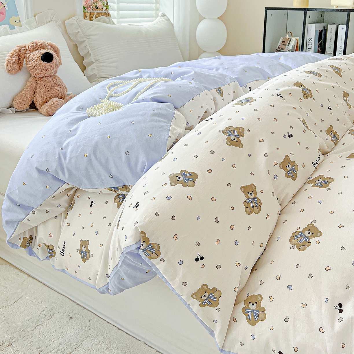 91家纺网 家纺一手货源 找家纺 恩泽家纺 2025新款加厚全棉纯棉印花系列被套单件-单被套 天使熊