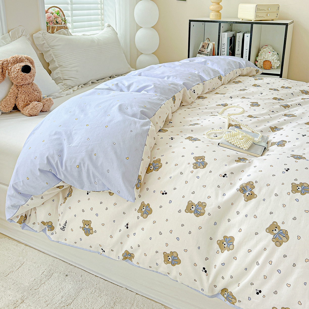 91家纺网 家纺一手货源 找家纺 恩泽家纺 2025新款加厚全棉纯棉印花系列被套单件-单被套 天使熊