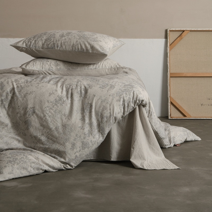 91家纺网 家纺一手货源 找家纺 羚羊语家纺 2025新款A类棉麻高支密原生棉花亚麻四件套复古色织数码印花文艺风绉绉汉麻亚麻自 浮生记