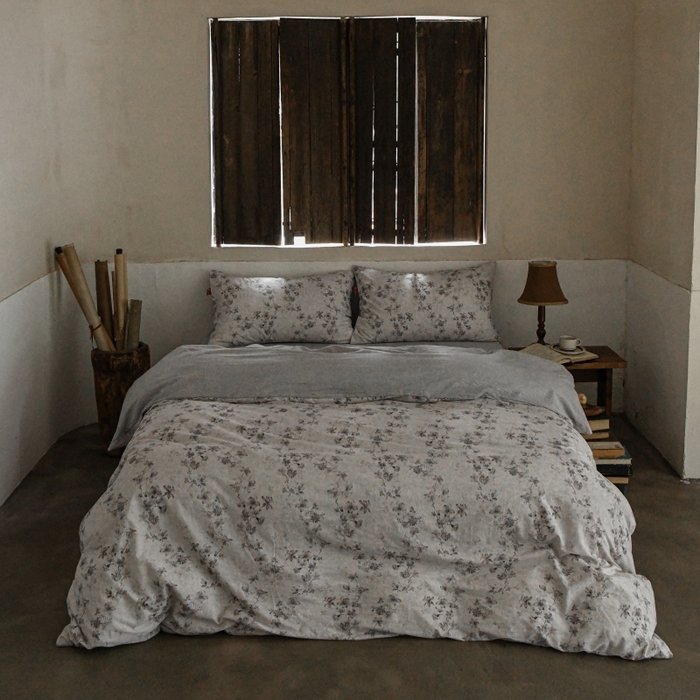 91家纺网 家纺一手货源 找家纺 羚羊语家纺 2025新款A类棉麻高支密原生棉花亚麻四件套复古色织数码印花文艺风绉绉汉麻亚麻自 空谷集