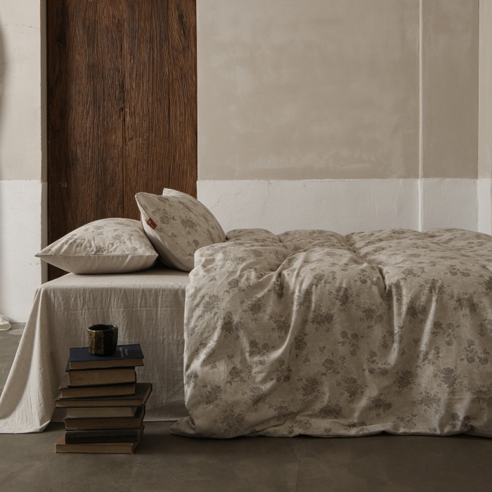 91家纺网 家纺一手货源 找家纺 羚羊语家纺 2025新款A类棉麻高支密原生棉花亚麻四件套复古色织数码印花文艺风绉绉汉麻亚麻自 小重山