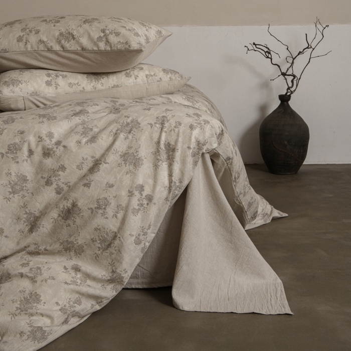 91家纺网 家纺一手货源 找家纺 羚羊语家纺 2025新款A类棉麻高支密原生棉花亚麻四件套复古色织数码印花文艺风绉绉汉麻亚麻自 小重山