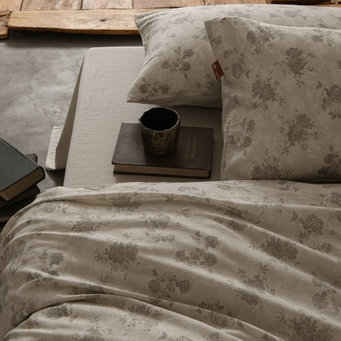 91家纺网 家纺一手货源 找家纺 羚羊语家纺 2025新款A类棉麻高支密原生棉花亚麻四件套复古色织数码印花文艺风绉绉汉麻亚麻自 小重山