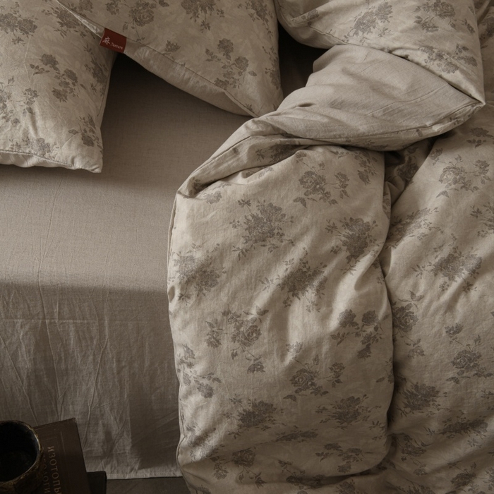 91家纺网 家纺一手货源 找家纺 羚羊语家纺 2025新款A类棉麻高支密原生棉花亚麻四件套复古色织数码印花文艺风绉绉汉麻亚麻自 小重山