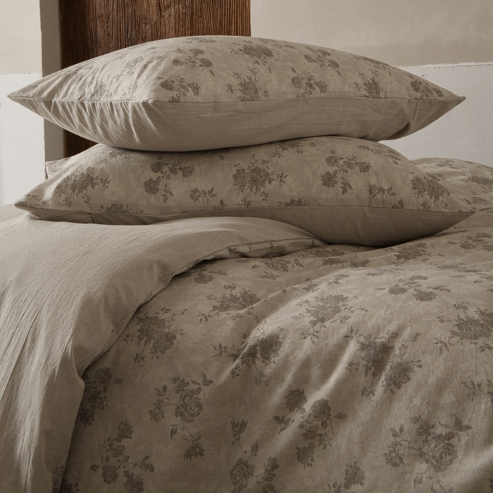 91家纺网 家纺一手货源 找家纺 羚羊语家纺 2025新款A类棉麻高支密原生棉花亚麻四件套复古色织数码印花文艺风绉绉汉麻亚麻自 小重山