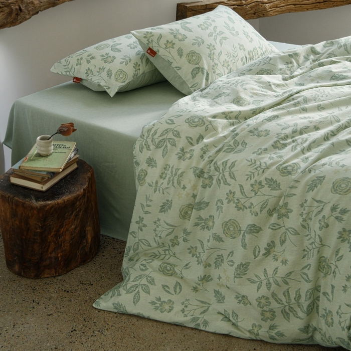 91家纺网 家纺一手货源 找家纺 羚羊语家纺 2025新款A类棉麻高支密原生棉花亚麻四件套复古色织数码印花文艺风绉绉汉麻亚麻自 手写信