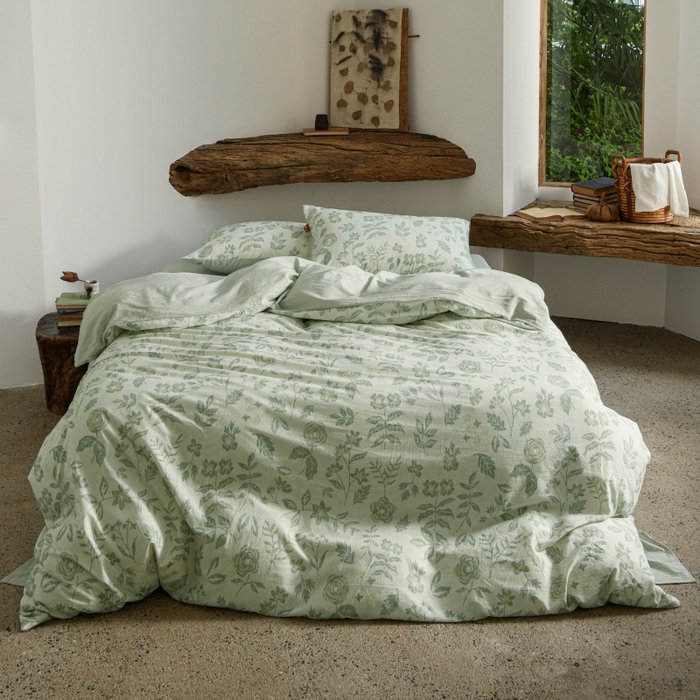 91家纺网 家纺一手货源 找家纺 羚羊语家纺 2025新款A类棉麻高支密原生棉花亚麻四件套复古色织数码印花文艺风绉绉汉麻亚麻自 手写信