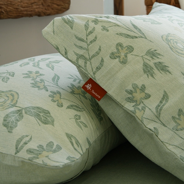 91家纺网 家纺一手货源 找家纺 羚羊语家纺 2025新款A类棉麻高支密原生棉花亚麻四件套复古色织数码印花文艺风绉绉汉麻亚麻自 手写信